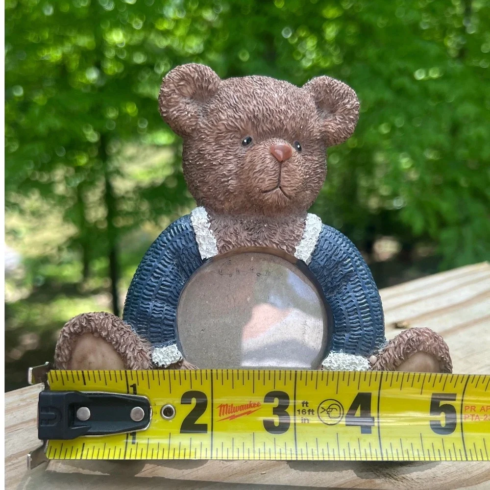 Picture Frame Anna Krajewski 2001 Teddy Bear Resin Brown Blue Sweater Vintage